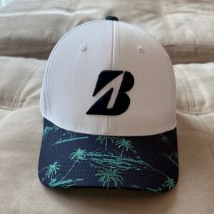 Bridgestone Hawaiian Tropical Brim Baseball Hat - White & Navy